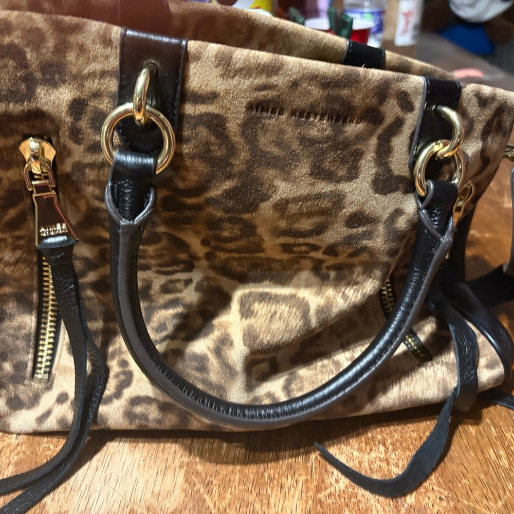 Leopard Print Tote Bag with Black Accents
